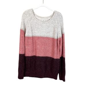 Fat Face Color Block Sweater Gray Pink Burgundy Alpaca Women's 12